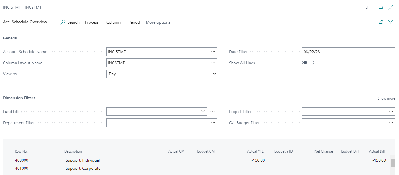 Account Schedule Form