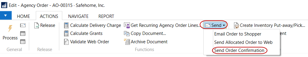 Send Order Confirmation