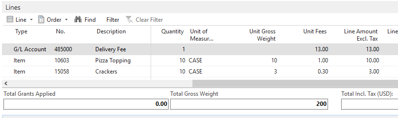 Delivery Fee on Lines