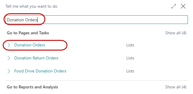 Donation Order Overview