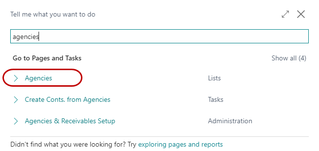 Navigating to Agency Card