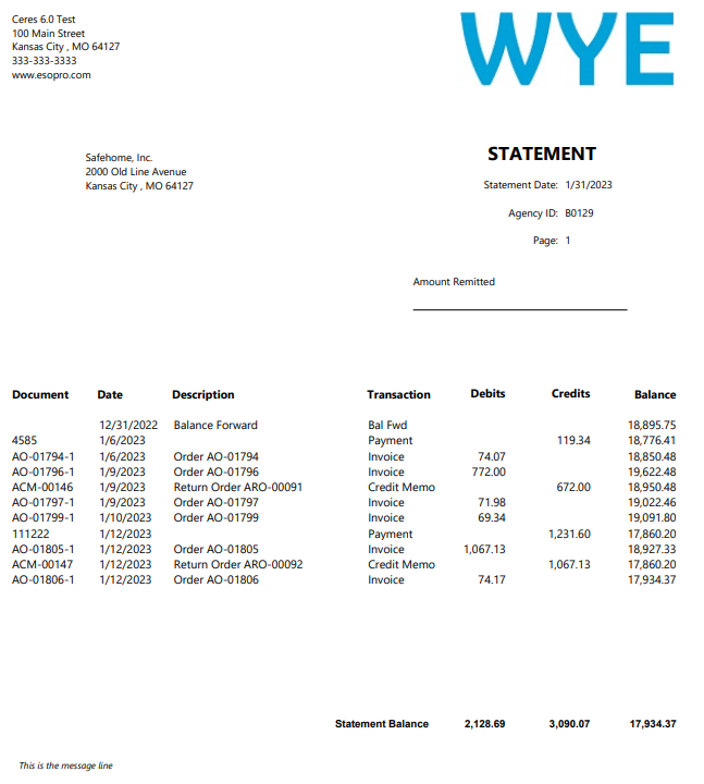 Statement Email Body