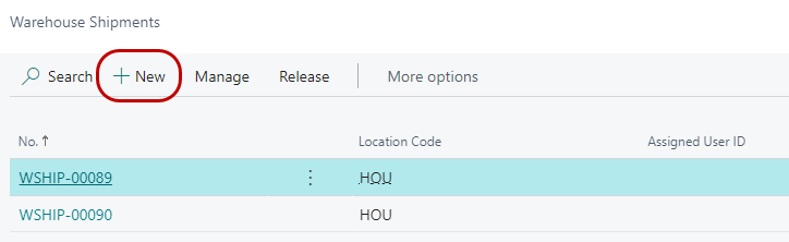 New Warehouse Shipment