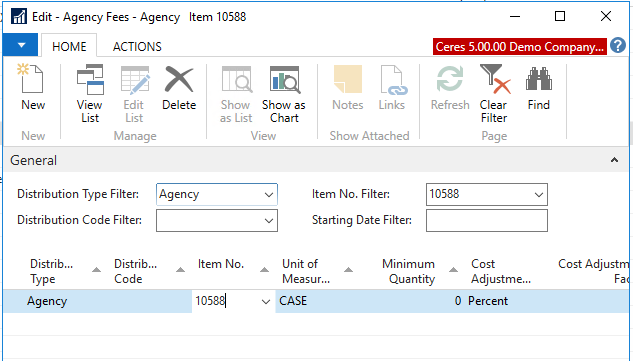 Agency Fees - Item Window